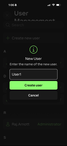 Loxone app: Create the user