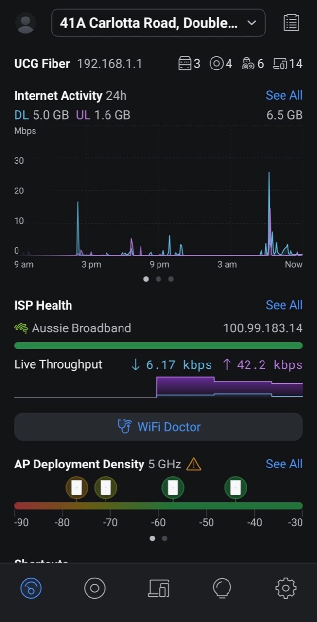 UniFi app: Open the home in UniFi