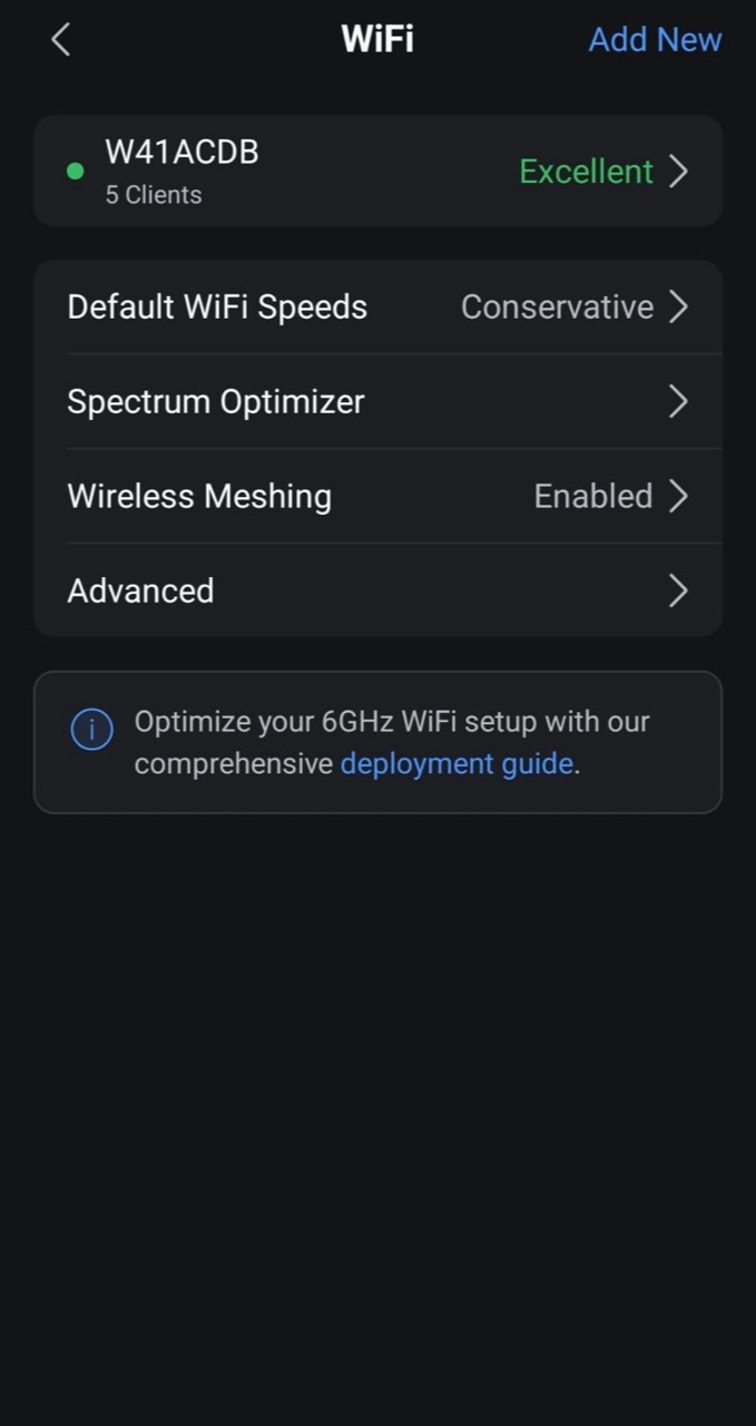 UniFi app: Select W41ACDB