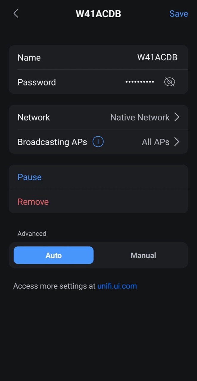 UniFi app: Replace the password